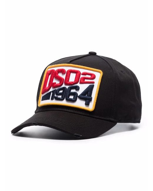 DSquared² Black 1964 Logo-patch Cap for men