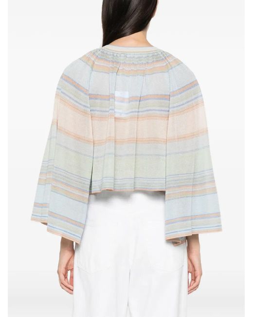 Zimmermann White Striped Metallic-Thread Knit