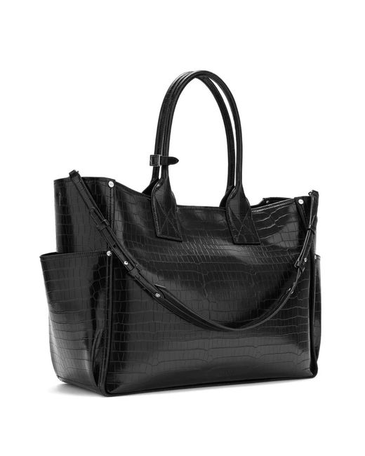 Ganni Black Embossed Studded Tote Bag