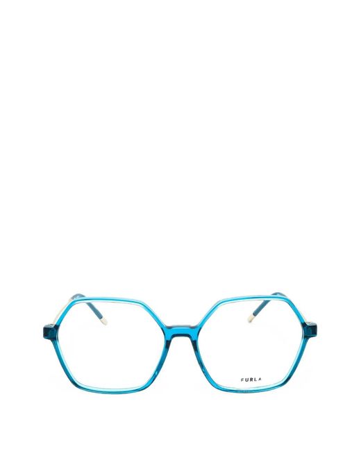 Furla Blue Hexagonal-Frame Glasses