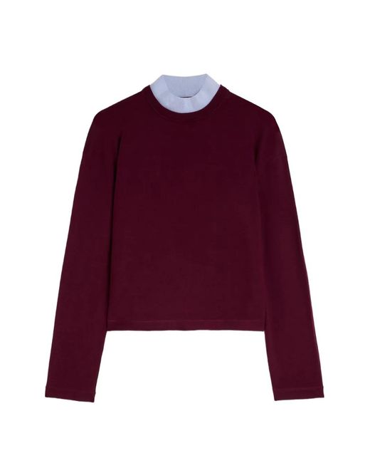 Jil Sander Purple Cropped Mock-Neck Sweater for men
