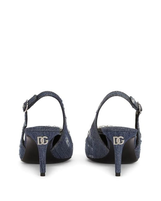 Dolce & Gabbana Metallic Patchwork Jeans Slingback Sandals For