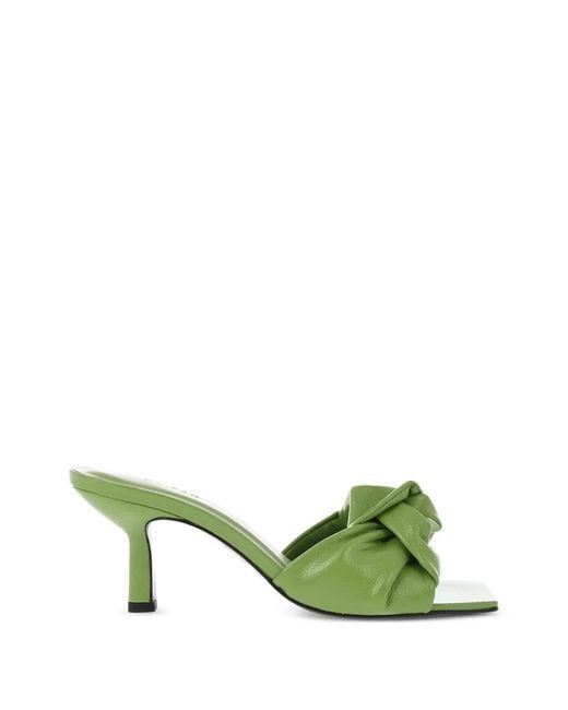 By Far Green Lana Knotted Leather Mules