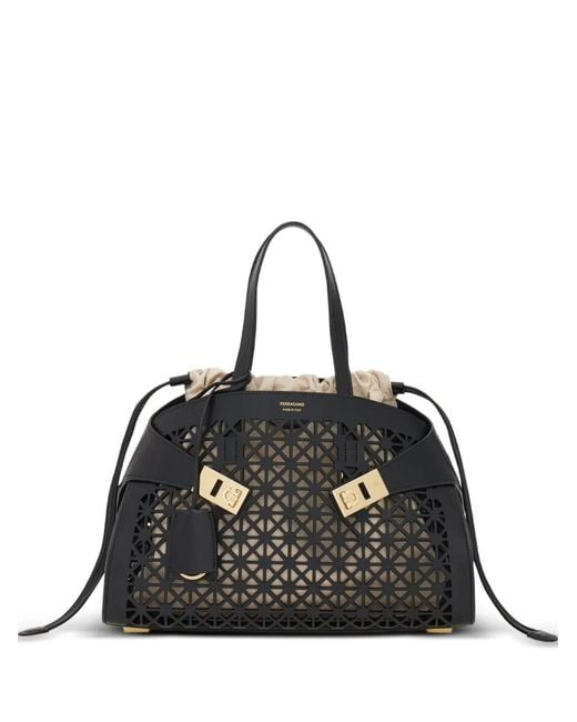 Ferragamo Black Hug Handbag (M)