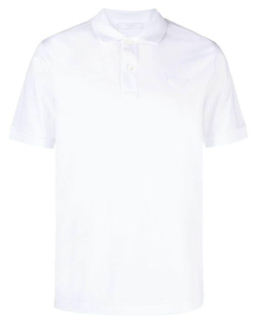 Prada Poloshirt mit Triangel-Logo in White für Herren