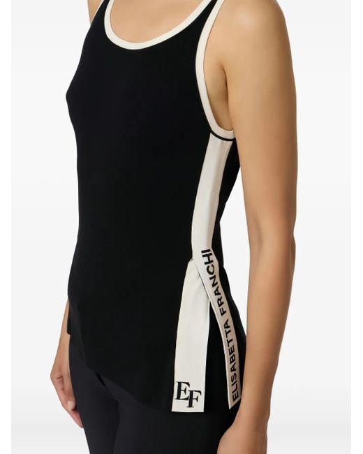 Elisabetta Franchi Black Shiny Bands Top