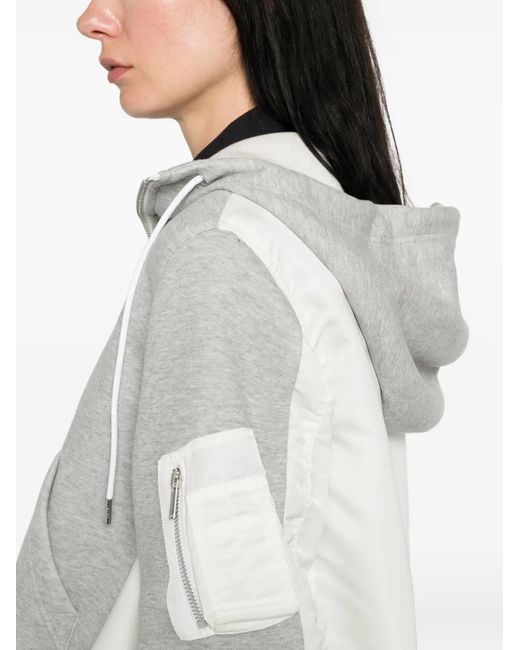 Sacai White Panelled Hoodie