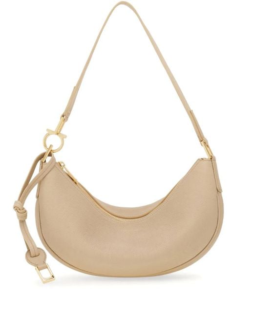 Ferragamo Natural Gancini Shoulder Bag