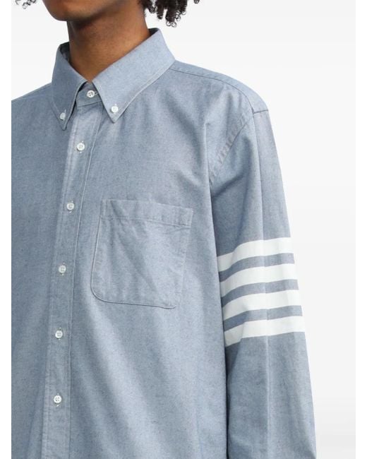 Thom Browne Blue Structured Long-Sleeve Button-Down Shirt for men