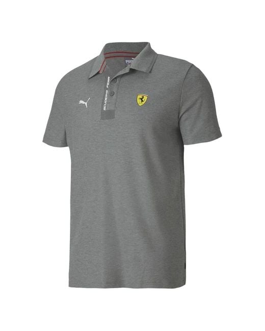 PUMA Gray X Scuderia Ferrari Short-Sleeve Polo Shirt for men