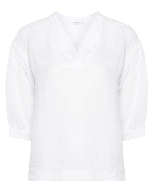 Transit White Three-quarter Sleeves Linen Blouse