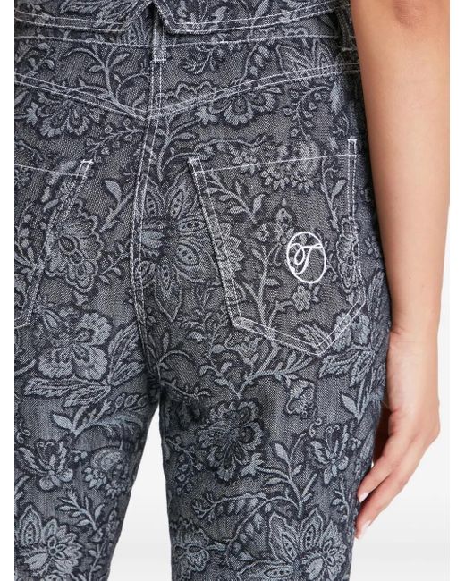 Temperley London Gray Jean À Fleurs