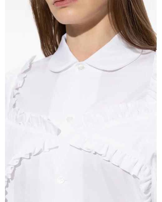 Noir Kei Ninomiya White Ruffled-Trim Shirt