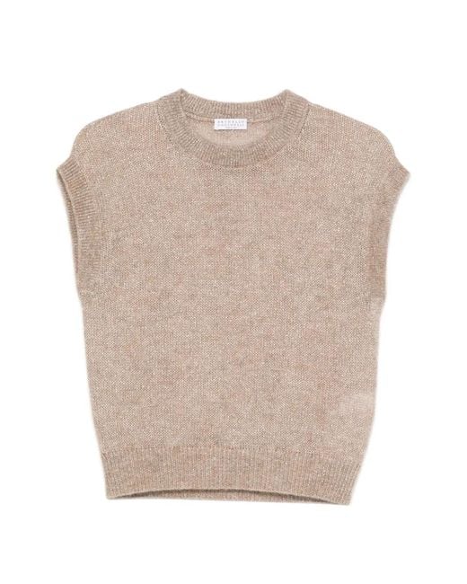 Brunello Cucinelli Natural Crew-Neck Vest