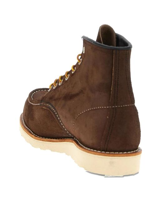 Red Wing Brown Classic Moc Contrast-Stitching Ankle Boots for men