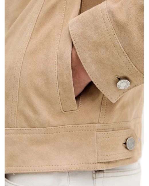 Trussardi White Suede-Finish Button-Up Jacket for men