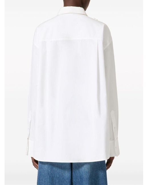 Valentino Garavani White Floral Cut-out Cotton Shirt