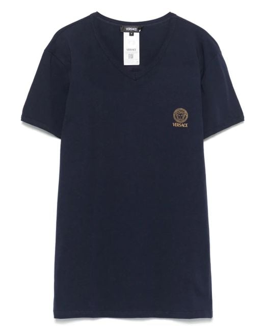 Versace Men's Blue Medusa Head-Motif T-Shirt