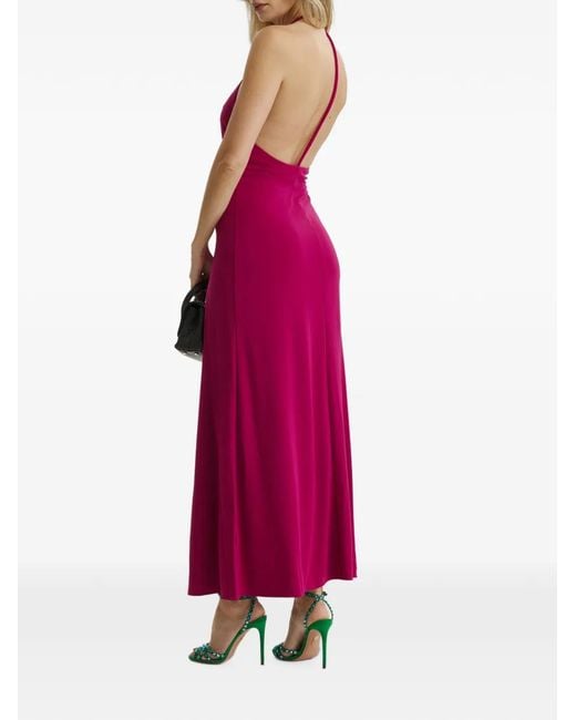 CuAnna Purple Ruched Halterneck Dress