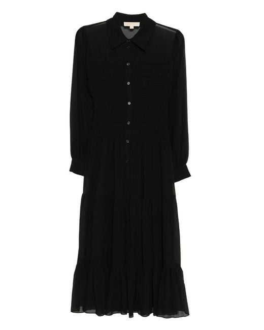 Michael Kors Women's Black Smocked Shirt Dress Michael Kors Women's Black Smocked Shirt Dress