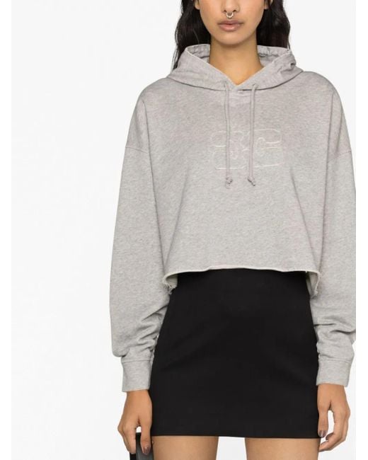 Ganni Gray Organic Cotton Oversized Organic Cotton Hoodie