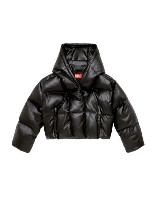 DIESEL Black Hooded Puffer Jacket