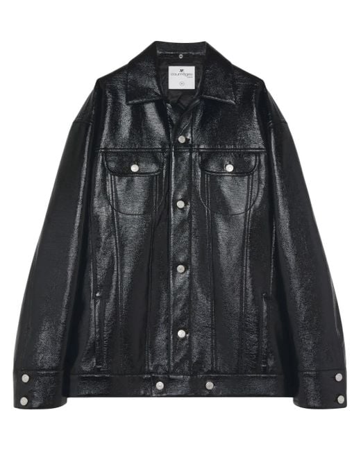 Courreges Black Shine-Effect Biker Jacket for men