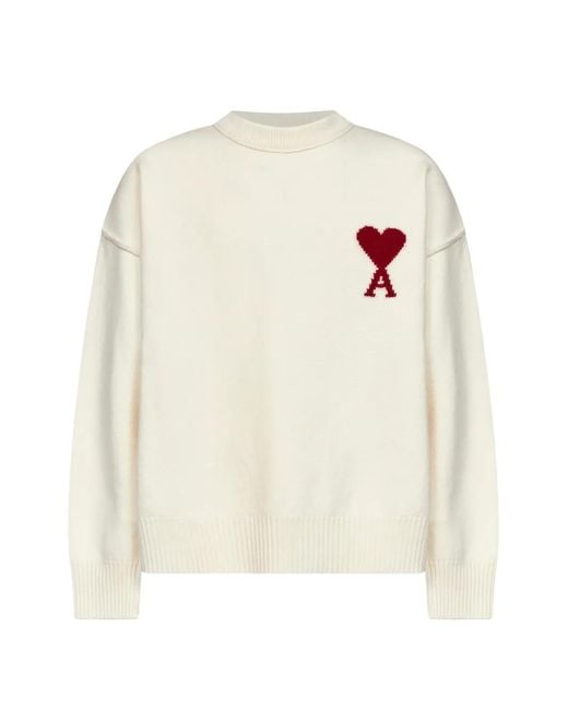 AMI White Natural Crewneck Sweater