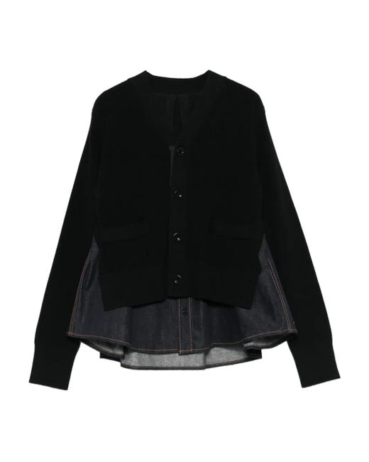 Sacai デニムパネル カーディガン Black