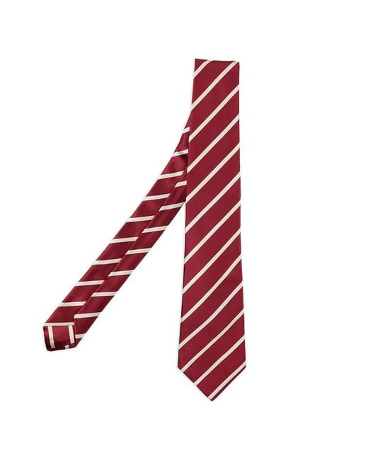 Kiton Red Diagonal-Stripe Tie for men