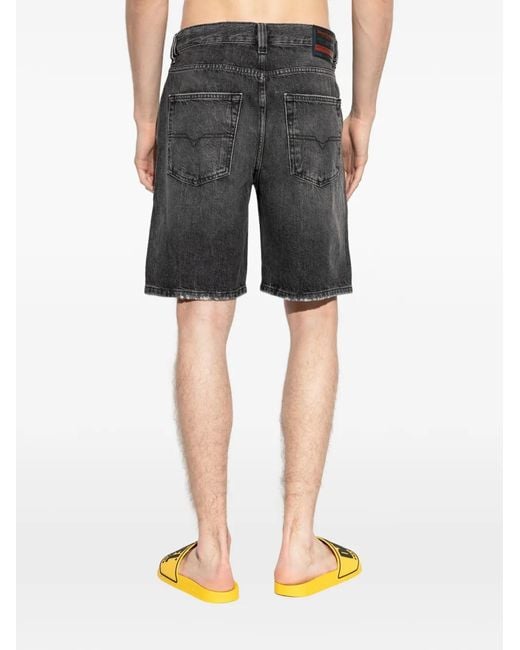 DIESEL Gray Distressed-Effect Denim Shorts for men