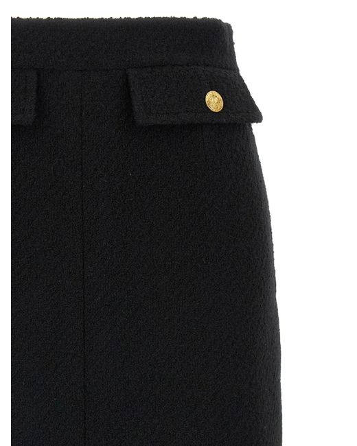 Chloé Black Bouclé Pocket Midi Skirt