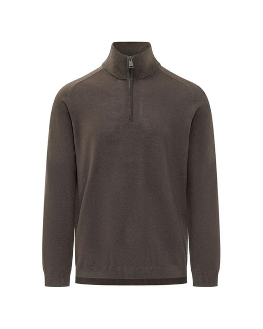 Premiata Brown Quarter-Zip Wool Sweater for men
