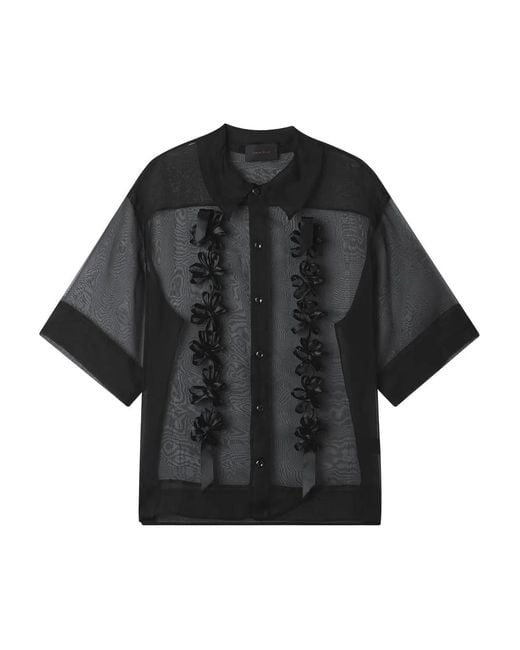 Simone Rocha Overhemd Met Bloemenpatch in het Black voor heren