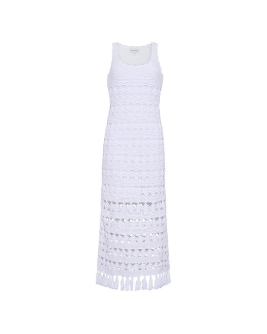 Cara Cara White Joan Tassel-Trimmed Crochet Maxi Dress