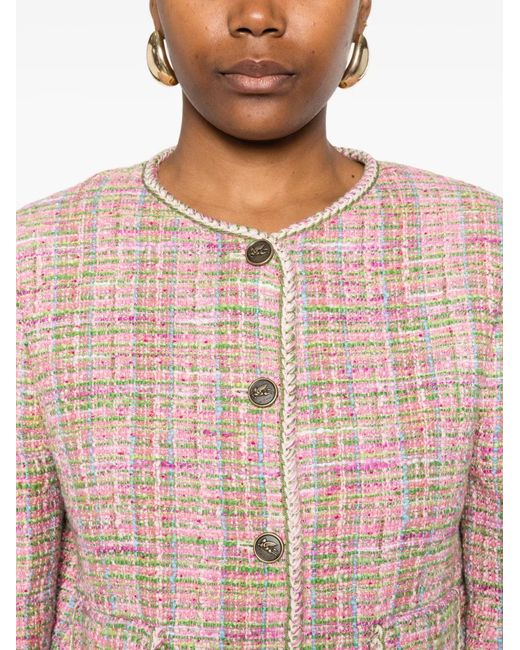 Etro Button-Up Tweed Jack in het Pink