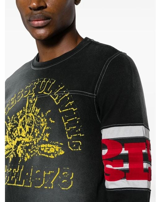 DIESEL Black Ju Long Sleeves T-shirt Clothing for men