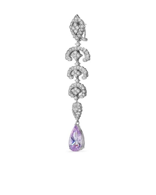 Anabela Chan White 14K And Rhodium Vermeil Scallop Lace Amethyst And Diamond Earrings