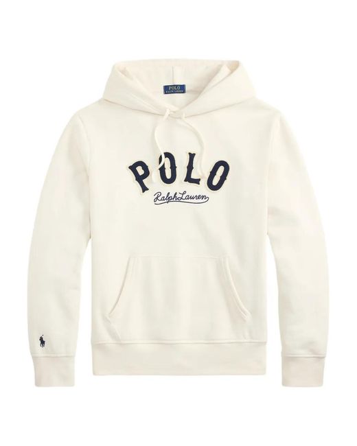 Ralph Lauren White The Rl Western Logo Fleece Hoodie for men