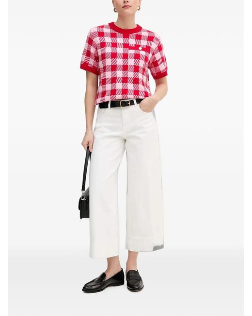 Barbour Red Esther Gingham-Pattern Top