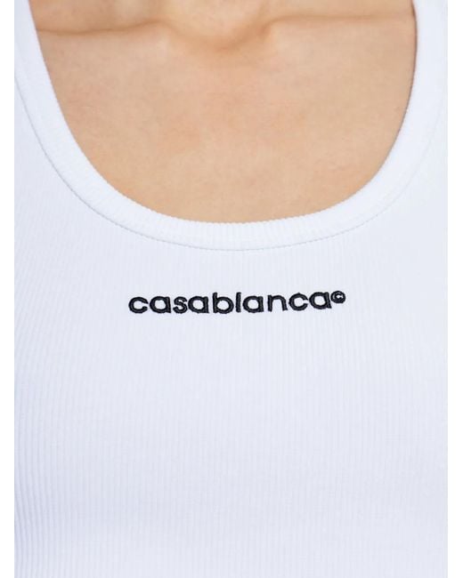 Casablanca White Ribbed Tank Top