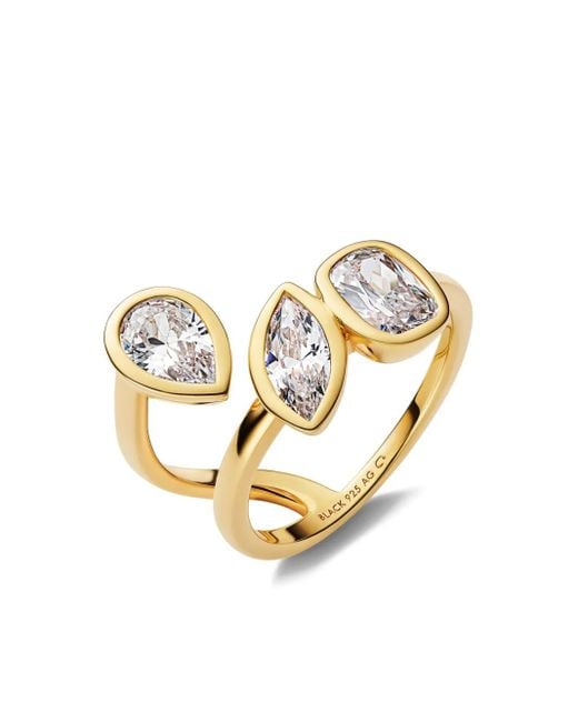 Maria Black Brown Sterling Pear-Cut Stone Ring