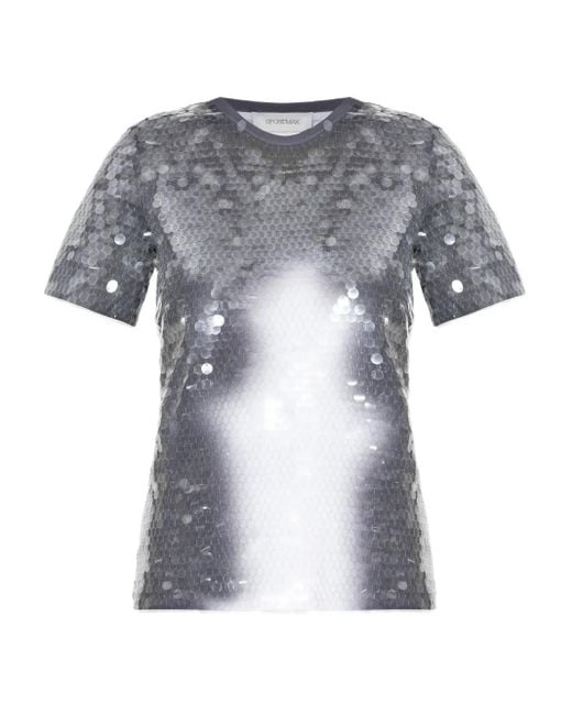 Sportmax Gray Sequin-Embellished T-Shirt