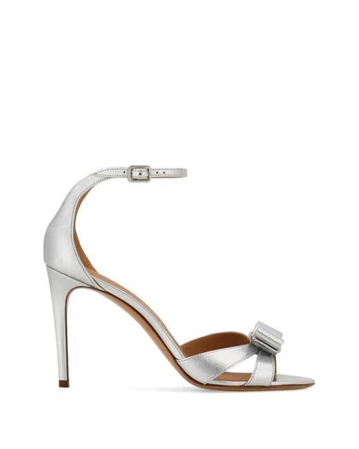 Ferragamo White Vara Bow Sandals