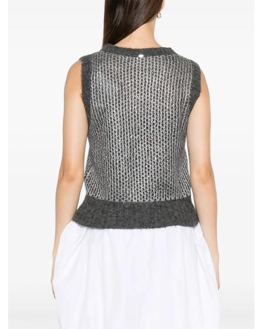 Herno メタリック ニットトップ Gray