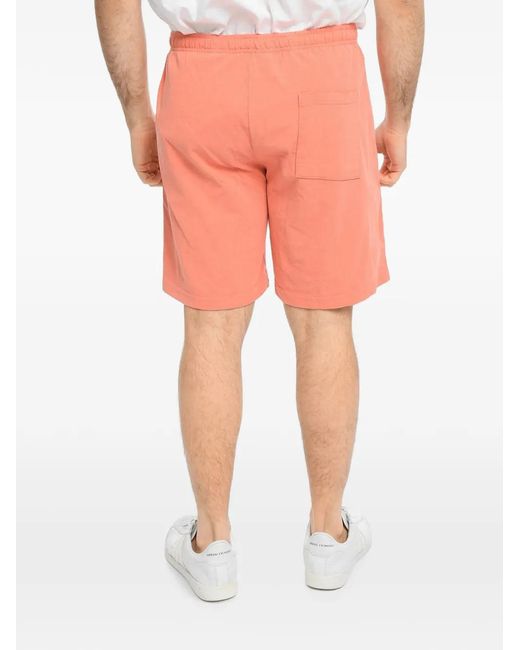 Sporty & Rich Orange Cotton Logo-Print Shorts for men