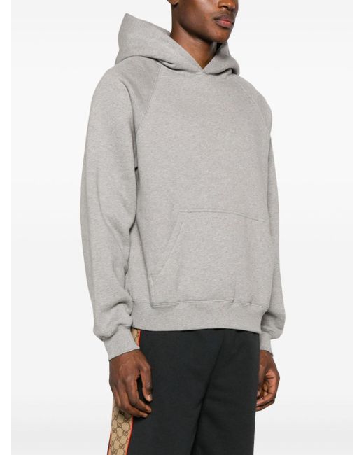 Gucci Gray Logo-flocked Cotton Hoodie for men