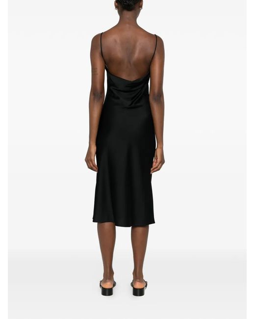 Stella McCartney Black Robe Mi-Longue Asymétrique À Col Bénitier