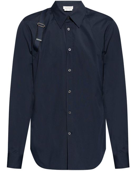 Alexander McQueen Popeline-Hemd mit Schnallendetail in Blue für Herren