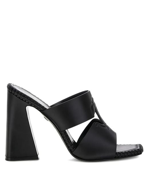 Roberto Cavalli Black Logo-Embossed Sandals